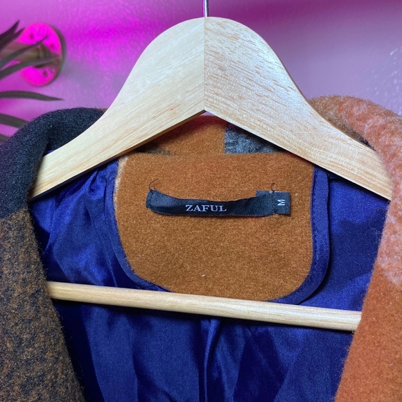 NWOT - ZAFUL - BELTED WOOL BLEND PLAID PEA COAT - Picture 5 of 16